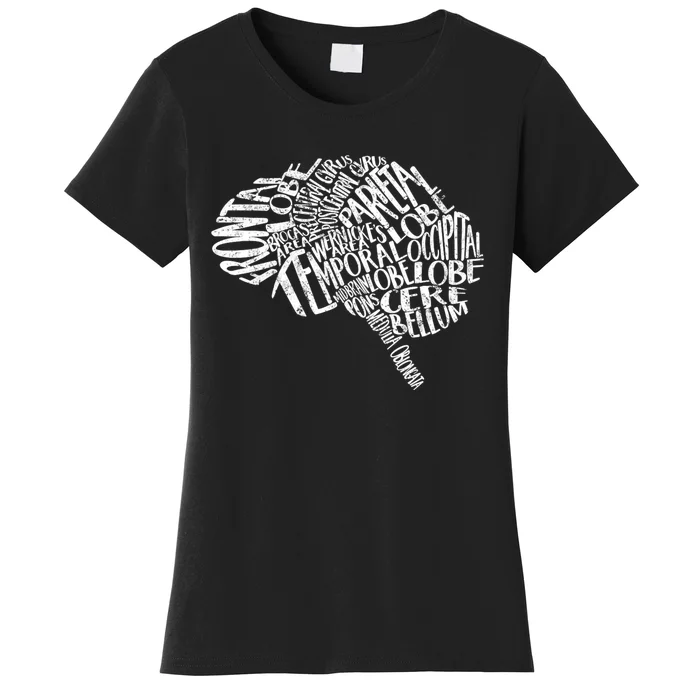 Neurology Brain Anatomy Typography Rn Neuroscience Nurse Neurologist Women's T-Shirt