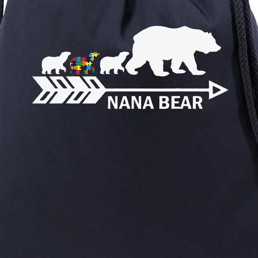 Nana Bear Autism Awareness Autism Nana Tees Drawstring Bag