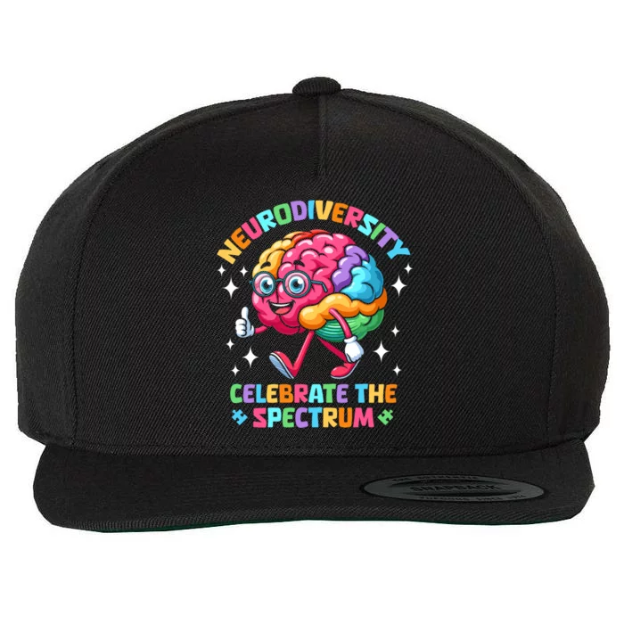 Neurodiversity Brain Autism Awareness Asd Adhd Gift Wool Snapback Cap