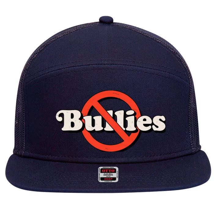 No Bully Bullies Are Cowards Be Kind Kindness Retro Vintage 7 Panel Mesh Trucker Snapback Hat