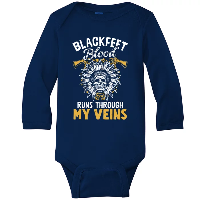 Native Blackfeet Blood Native Pride American Indian Tribe Cute Gift Baby Long Sleeve Bodysuit