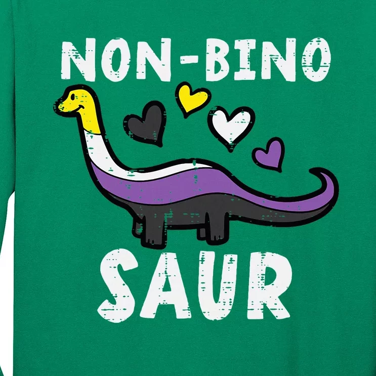 Non Binary Binosaur Dino Enby Pride Flag Long Sleeve Shirt