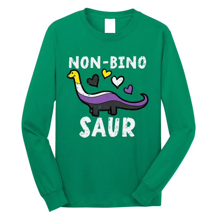 Non Binary Binosaur Dino Enby Pride Flag Long Sleeve Shirt