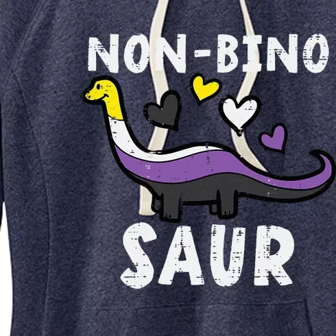 Non Binary Binosaur Dino Enby Pride Flag Women's Fleece Hoodie