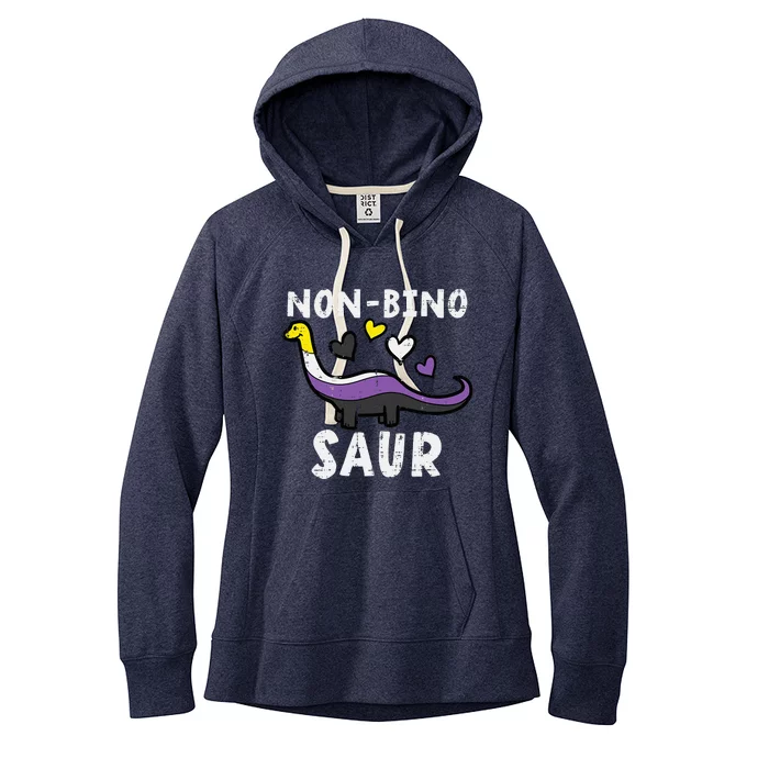 Non Binary Binosaur Dino Enby Pride Flag Women's Fleece Hoodie