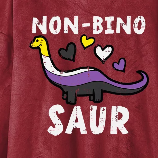 Non Binary Binosaur Dino Enby Pride Flag Hooded Wearable Blanket