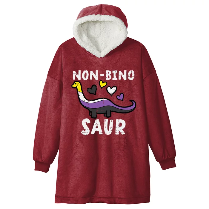 Non Binary Binosaur Dino Enby Pride Flag Hooded Wearable Blanket