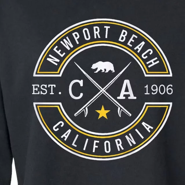 Newport Beach California Ca Retro Surfer Beach Cropped Pullover Crew