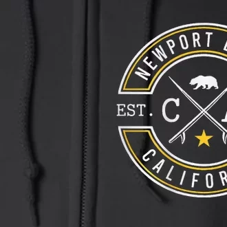 Newport Beach California Ca Retro Surfer Beach Full Zip Hoodie