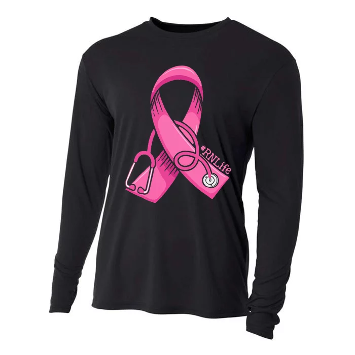 Nurse Breast Cancer Awareness Pink Ribbon Nursing RN Life Cooling Performance Long Sleeve Crew