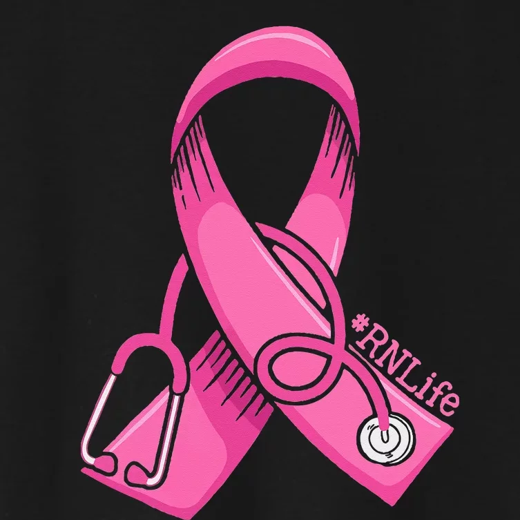 Nurse Breast Cancer Awareness Pink Ribbon Nursing RN Life Women's Crop Top Tee