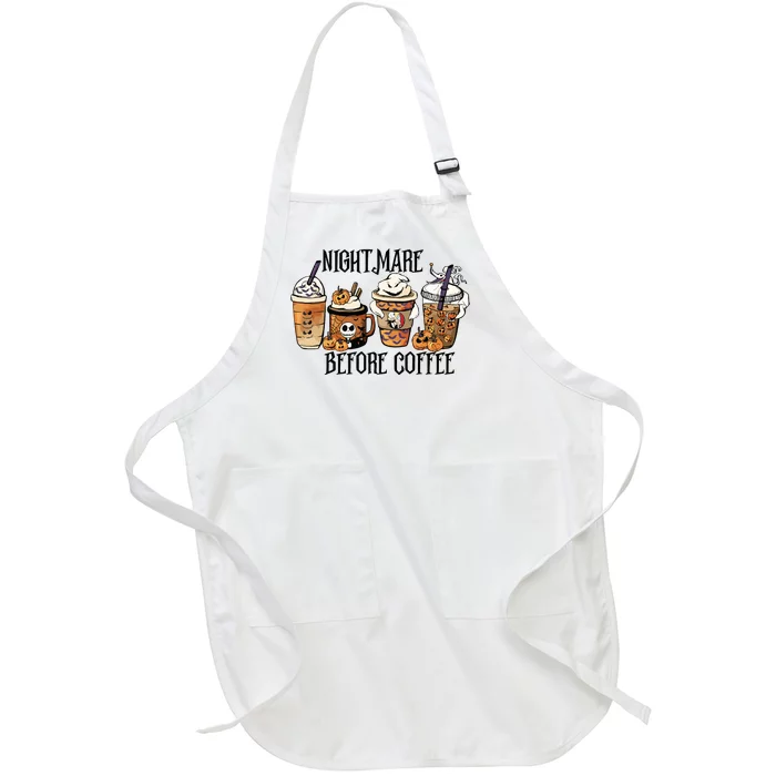 Nightmare Before Coffee Pumpkin Spice Halloween Costume Full-Length Apron With Pocket