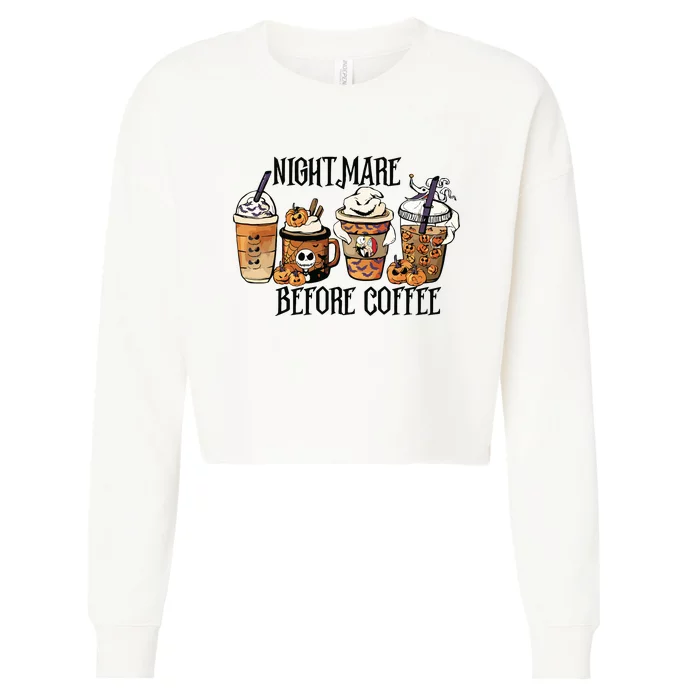 Nightmare Before Coffee Pumpkin Spice Halloween Costume Cropped Pullover Crew