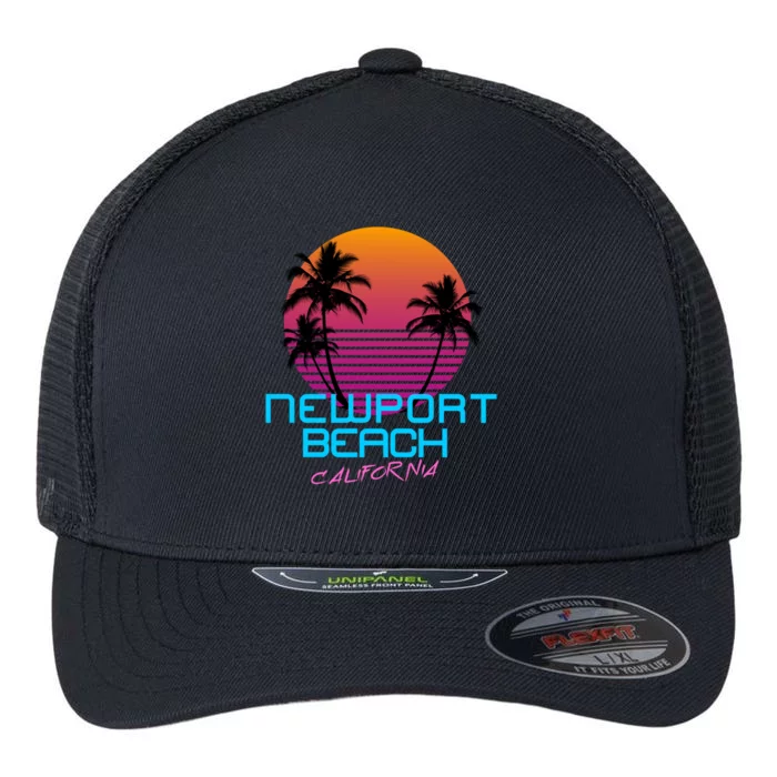 Newport Beach California Retro 80s Meaningful Gift Flexfit Unipanel Trucker Cap