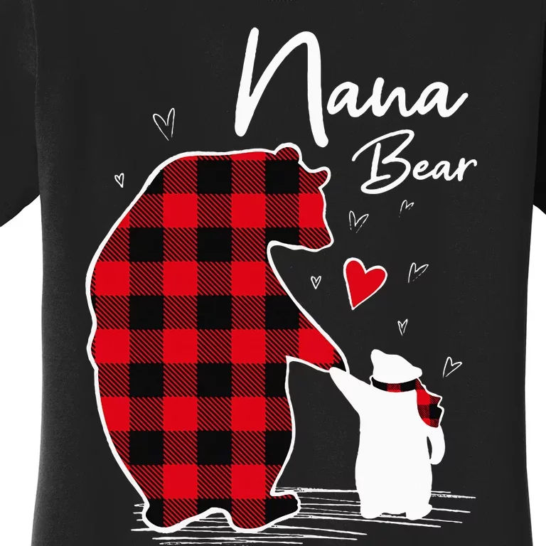 Nana Bear Christmas Pajama Woman Red Plaid Grandma Women's T-Shirt