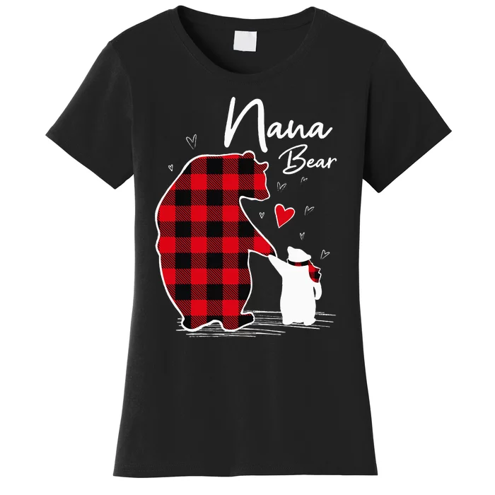 Nana Bear Christmas Pajama Woman Red Plaid Grandma Women's T-Shirt