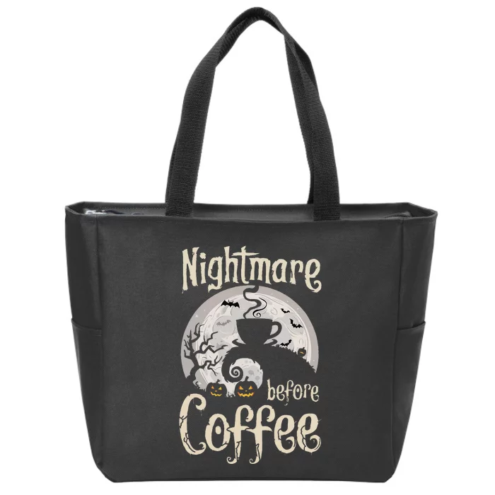 Nightmare Before Coffee Halloween Spooky Coffee Lovers Zip Tote Bag