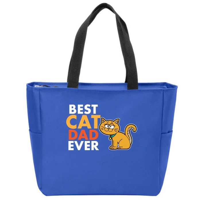 Novelty Best Cat Dad Ever Cat Lover Cute Gift Zip Tote Bag