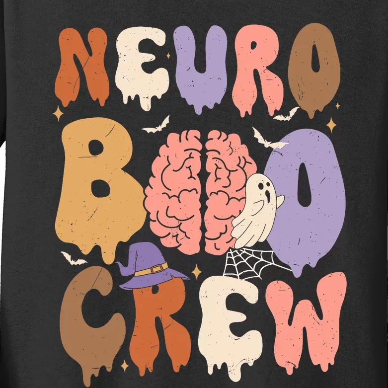 Neuro Boo Crew Halloween Neuro Nurse Neurology Nurse Ghost Kids Long Sleeve Shirt