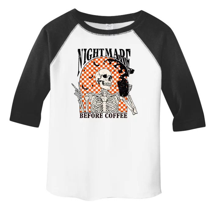 Nightmare Before Coffee Skeleton Halloween Spooky Season Toddler Fine Jersey T-Shirt