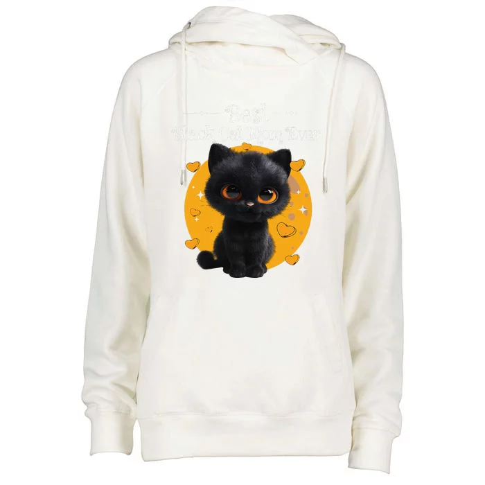 National Black Cat Day Best Black Cat Mom Ever Kitty Kitten Womens Funnel Neck Pullover Hood