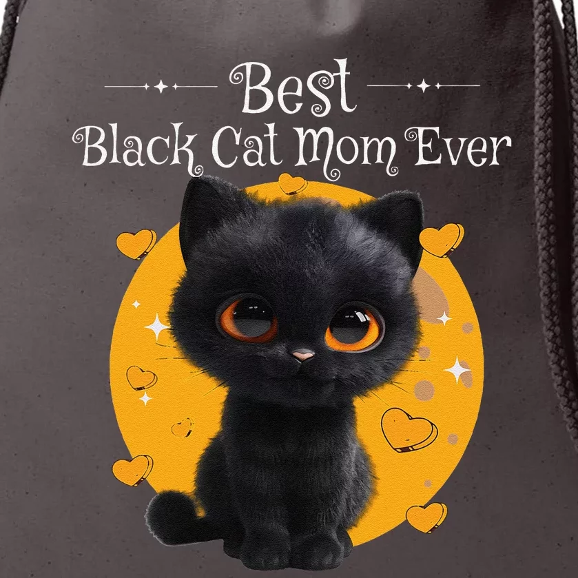 National Black Cat Day Best Black Cat Mom Ever Kitty Kitten Drawstring Bag