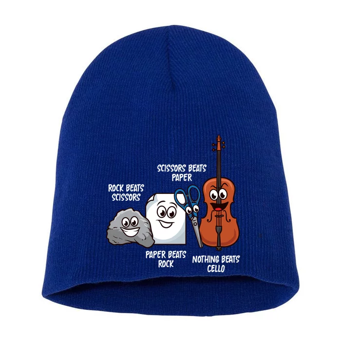 Nothing Beats Cello Rock Paper Scissors Gift For Cellist Gift Short Acrylic Beanie