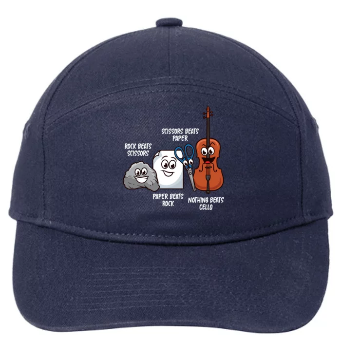 Nothing Beats Cello Rock Paper Scissors Gift For Cellist Gift 7-Panel Snapback Hat