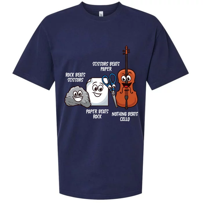 Nothing Beats Cello Rock Paper Scissors Gift For Cellist Gift Sueded Cloud Jersey T-Shirt