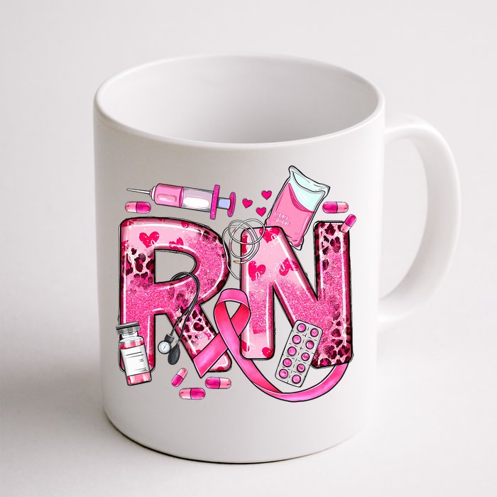 Nurse Breast Cancer Awareness Ribbon Nursing Rn Life Front & Back Coffee Mug