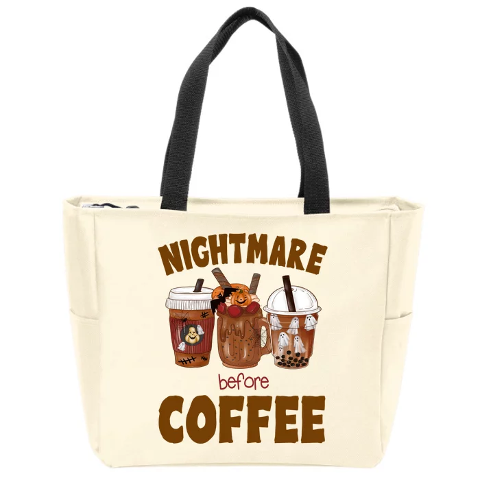 Nightmare Before Coffee Funny Halloween Zip Tote Bag