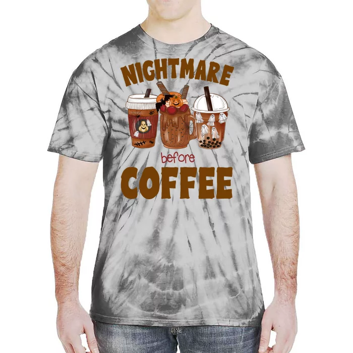 Nightmare Before Coffee Funny Halloween Tie-Dye T-Shirt