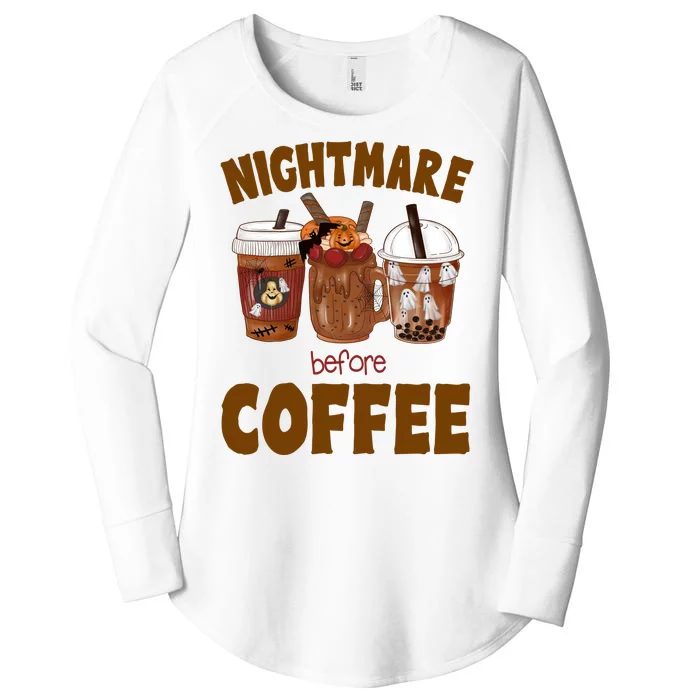 Nightmare Before Coffee Funny Halloween Women's Perfect Tri Tunic Long Sleeve Shirt