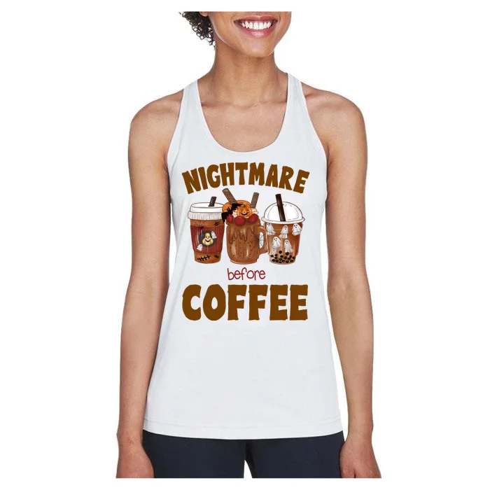 Nightmare Before Coffee Funny Halloween Women's Racerback Tank