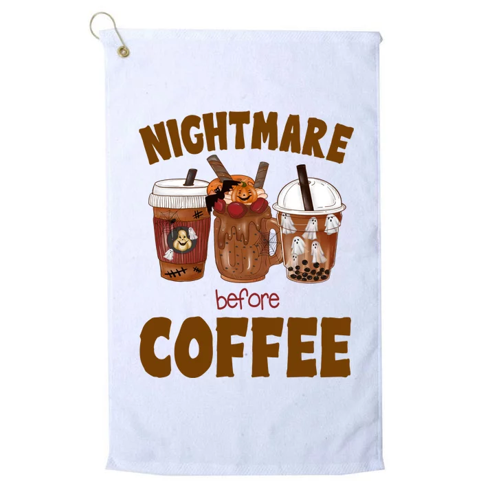 Nightmare Before Coffee Funny Halloween Platinum Collection Golf Towel