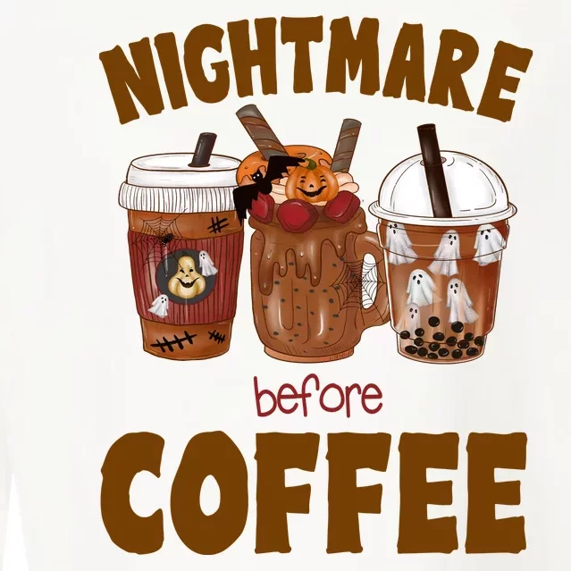 Nightmare Before Coffee Funny Halloween Cropped Pullover Crew