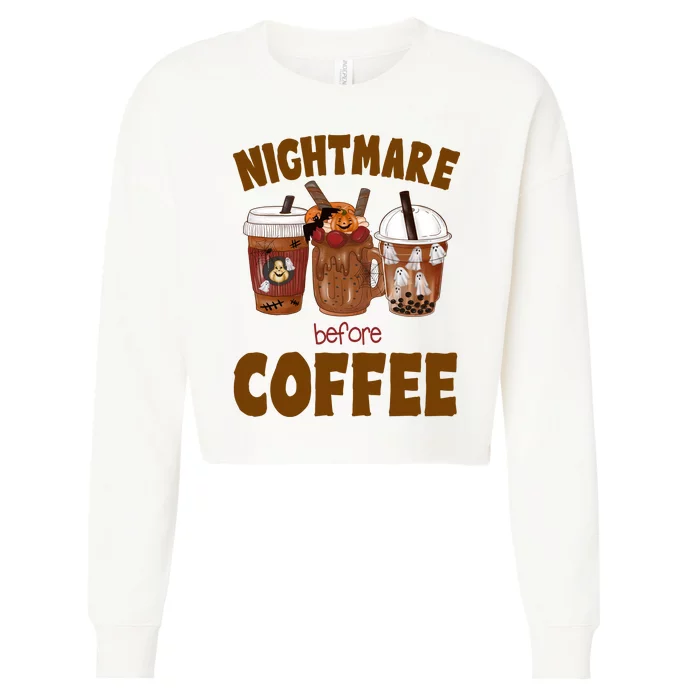 Nightmare Before Coffee Funny Halloween Cropped Pullover Crew