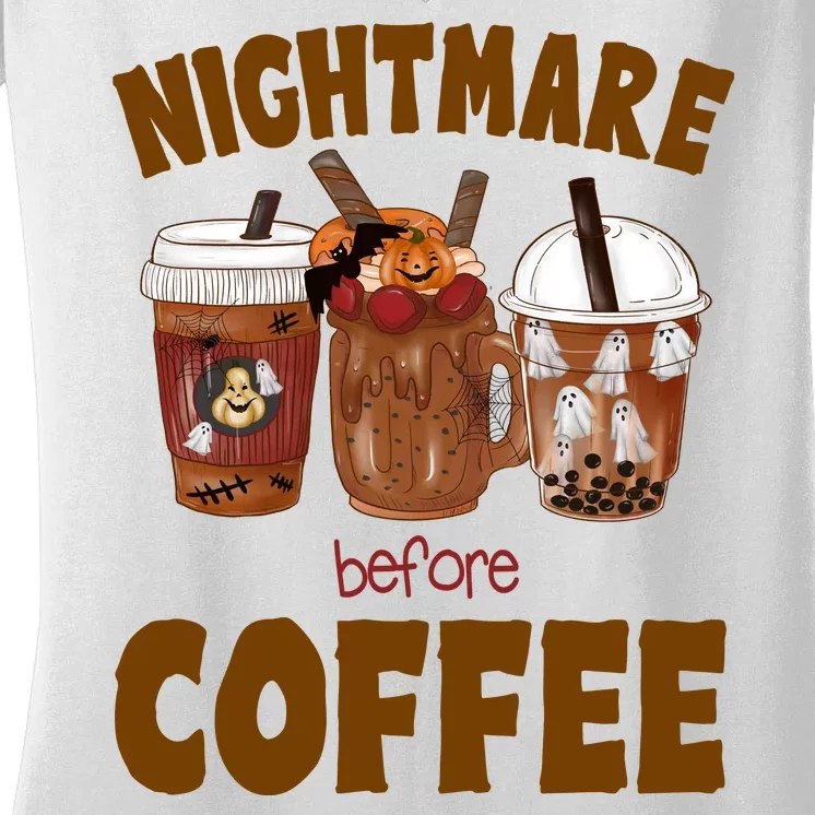 Nightmare Before Coffee Funny Halloween Women's V-Neck T-Shirt