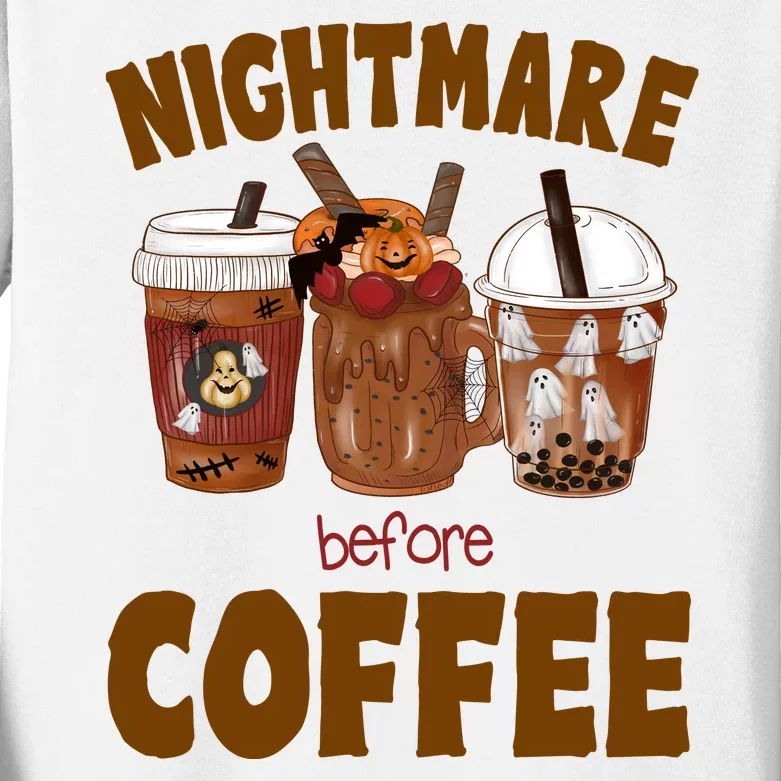 Nightmare Before Coffee Funny Halloween Kids Long Sleeve Shirt