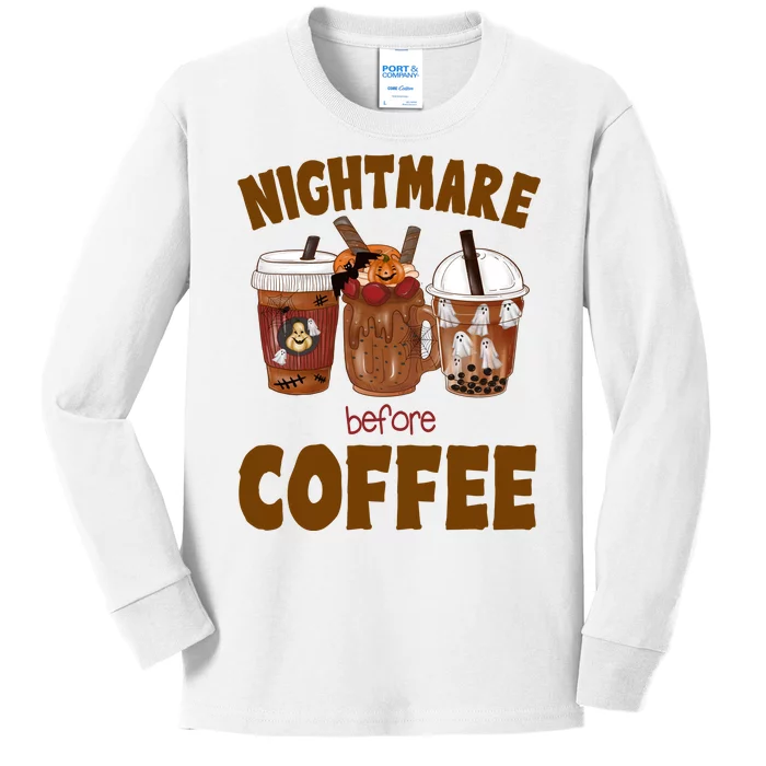 Nightmare Before Coffee Funny Halloween Kids Long Sleeve Shirt