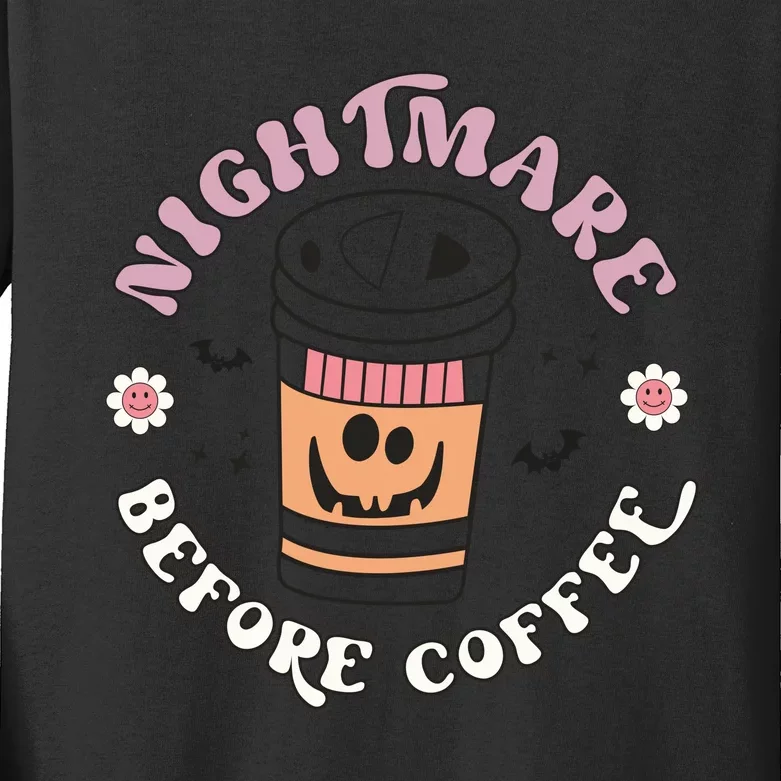 Nightmare Before Coffee Halloween Pumpkkin Cute Ghost Gift Kids Long Sleeve Shirt