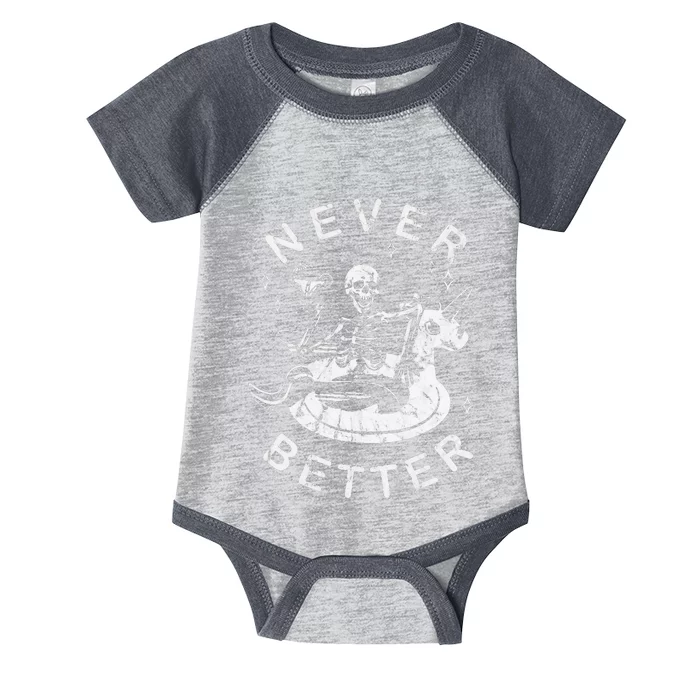 Never Better Chilling Skeleton Unicorn Swimming Float Infant Baby Jersey Bodysuit