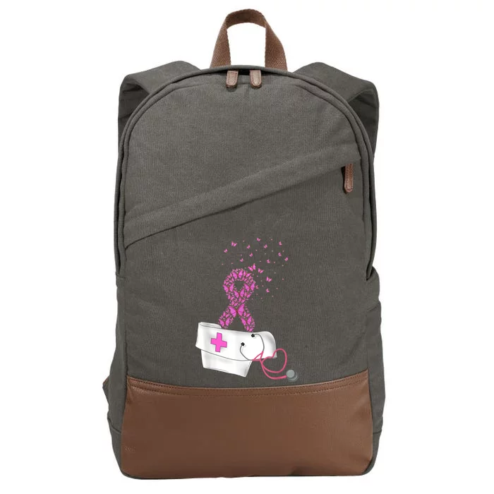 Nurse Breast Cancer Awareness Pink Ribbon Stethoscope Gifts Cotton Canvas Backpack