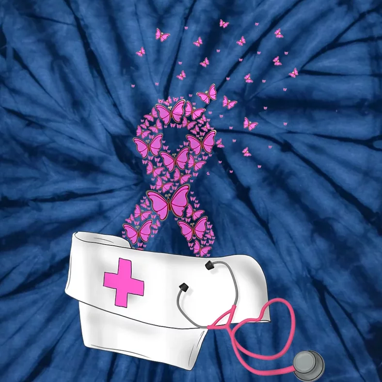 Nurse Breast Cancer Awareness Pink Ribbon Stethoscope Gifts Tie-Dye T-Shirt