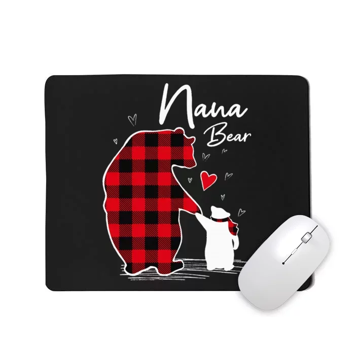 Nana Bear Christmas Pajama Woman Red Plaid Mousepad