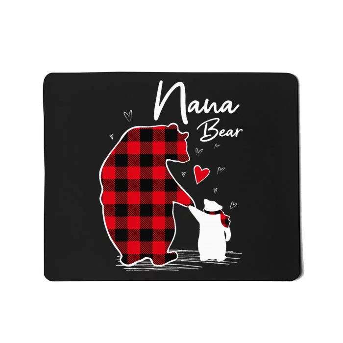 Nana Bear Christmas Pajama Woman Red Plaid Mousepad