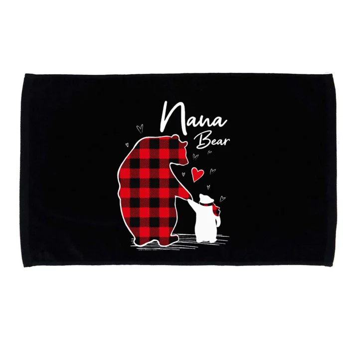 Nana Bear Christmas Pajama Woman Red Plaid Microfiber Hand Towel