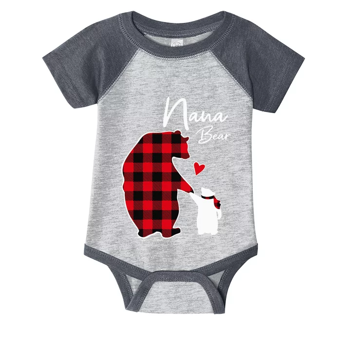 Nana Bear Christmas Pajama Woman Red Plaid Infant Baby Jersey Bodysuit