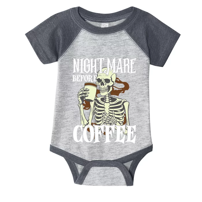 Nightmare Before Coffee Halloween Skeleton Mug Coffee Lover Infant Baby Jersey Bodysuit