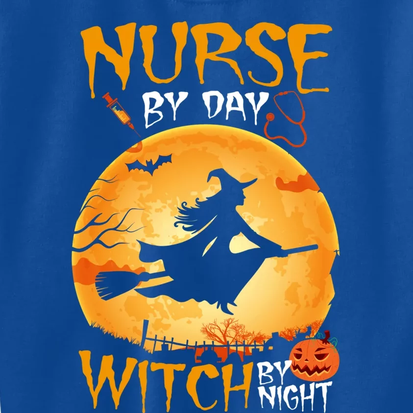 Nurse By Day Witch By Night Funny Nurse Halloween Costume Funny Gift Kids Sweatshirt